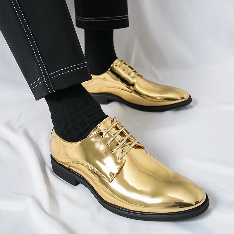 Patent Leather Men's Oxford Shoes Pointed Wedding Leather Dress Shoes Standard shirt Patent Leather Men's Oxford Shoes Pointed Wedding Leather Dress Shoes Standard shirt