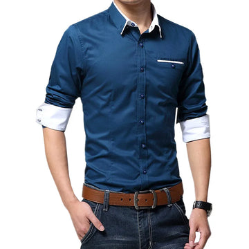 Casual Social Formal shirt Men long Sleeve Shirts Business Slim Office Shirt male Cotton Mens Dress Shirt white 3XL 5XL