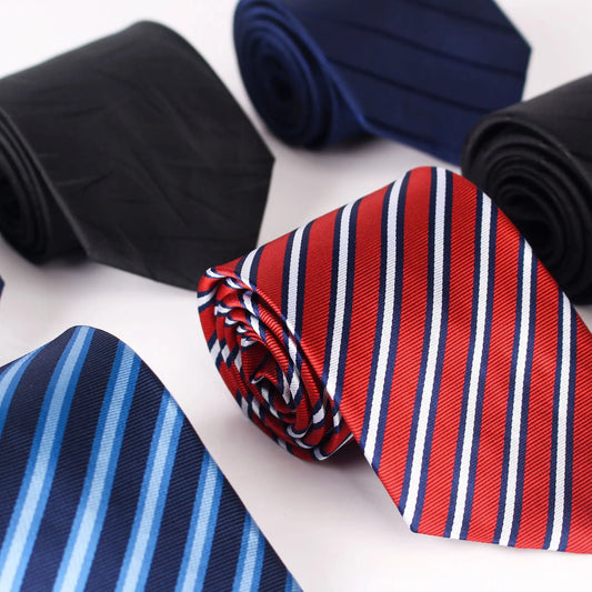 Classic Blue Black Red Necktie Men Business Formal Wedding Tie 8cm Stripe Plaid Neck Ties Fashion Shirt Dress Accessories