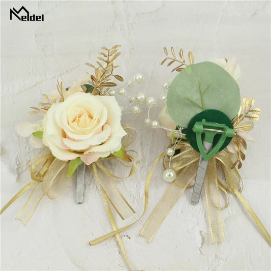 Casamento Boutonniere Rosas de seda Corsage Dama de honra Hight Quality Bracelet Flowers Testemunhão Man Butrenhole Suit Acessórios Broche