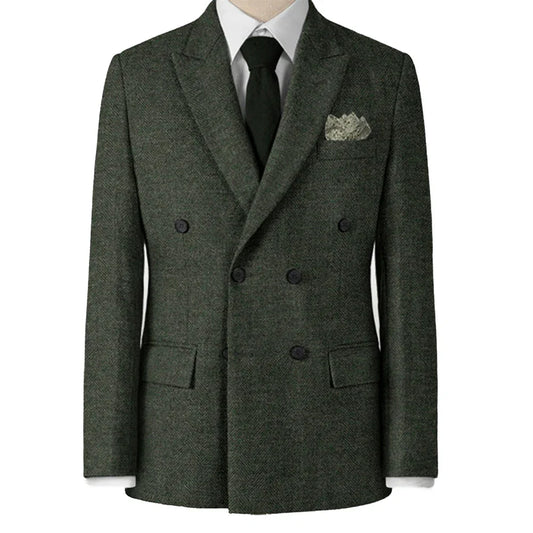 Dark Green Herringbone Tweed Suit Vintage Gentleman Style Custom Made Suit Men Suit Tailor Mens Suit Slim Suits For Men 2 Piece