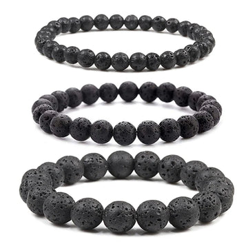 Brazalete de encanto cuentas de piedra natural 6/8/10 mm Volcanic Lava Tiger Beads Pulseras elásticas para hombres Mujeres joyas pulsera hombre