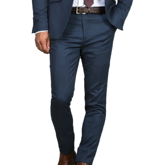 Magnifiques combinaisons de mariage bleu foncé mince pour hommes costumes sur mesure