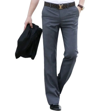 Men Flared Boot Cut Trousers Fashion Casual British Style Office Comfortable Kahki Black Slim Formal Suit Bottom Pants