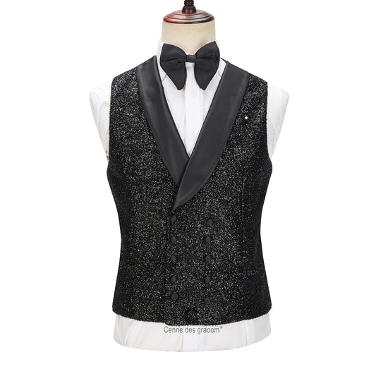 Cenne Des Graoom Latest Coat Design Men Suits Tailor-Made Tuxedo 3 Pieces Blazer Wedding Party Singer Groom Costume Homme Black