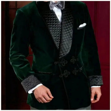 Textured  lapel Smoking Jacket Green Tuxedo Blazer Designer Stylish Velvet  Man Classic Man Blazer