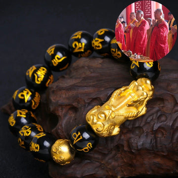 Pure copper Pixiu Feng Shui Gift Tibetan Buddha beads Natural Obsidian Bracelet for man and women good Lucky Amulet Jewellery