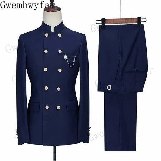 Gwenhwyfar Fashion Men Suits 2 pièces Costume d'affaires Blazer Grooms Mudik Mariage Forme Forme Party Faire (veste + pantalon）