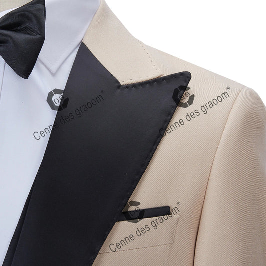 Cenne Des Graoom 2022 New Men Suits Satin CollarPeak Lapel Tailor-Made Tuxedo 3 Pieces Wedding Evening Dress Banquet Ropa Hombre