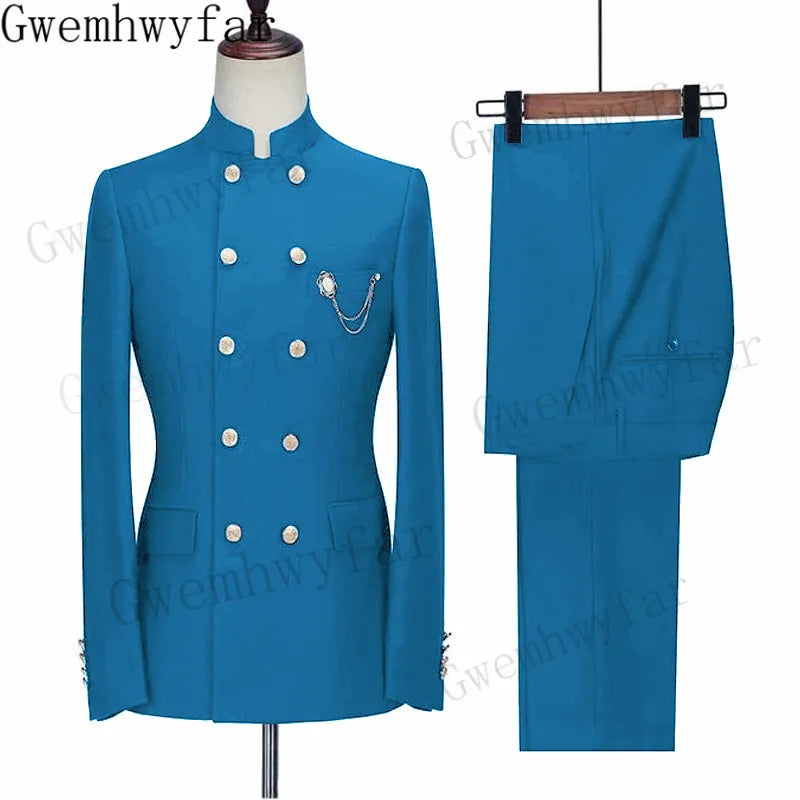 Gwenhwyfar Fashion Men Suits 2 pièces Costume d'affaires Blazer Grooms Mudik Mariage Forme Forme Party Faire (veste + pantalon）