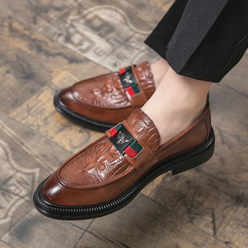 Crocodile Leather Brand Luxury Men Casual Office Designer Brown Black Formal Loafers Men's Moccasins Italian Wedding Dress Shoes