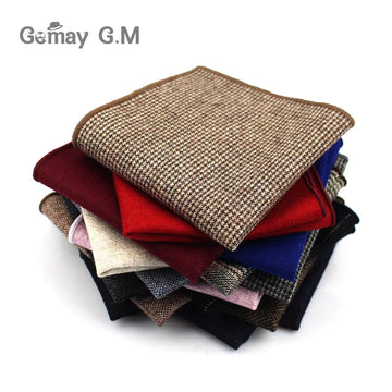 Fashion Wool Handkerchief For Men Suit Solid Pocket Square Business Hankies Classic Design Striped Hanky Plaid Pocket Towel