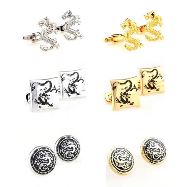 Fashion Siver and Gold Color Dragon Cufflink Cuff Link Free Shipping