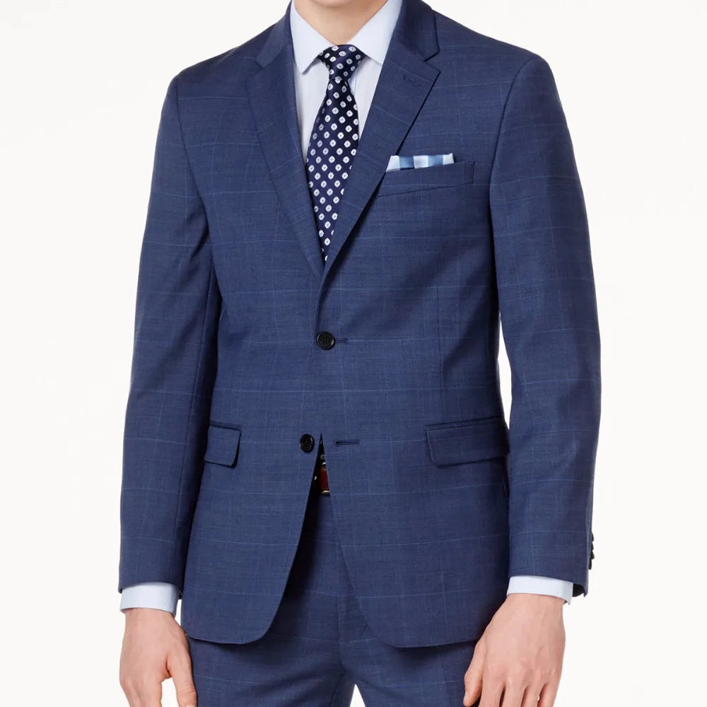 Navy Blue Glen Check Men Suit Custom Made Suit Slim Glen Plaid Two-piece Suit Men Prince Of Wales Checkered Suit with Windowpane