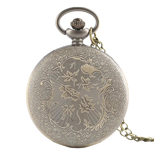 Bronze Hollow Dragon Phoenix Quartz Pocket Watch Modern Men Women Fob Watches Chain Children Copper Clock Gift 2020 New Skeleton