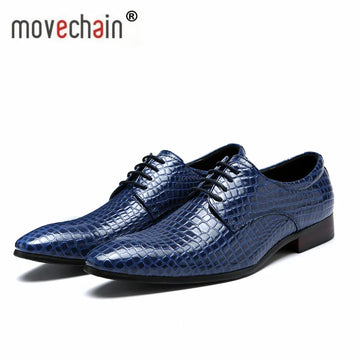 Men's Snakeskin Grain Leather Lace-Up Wedding Party Shoes Mens Dress Business Office Oxfords Flats EUR Size 38-48