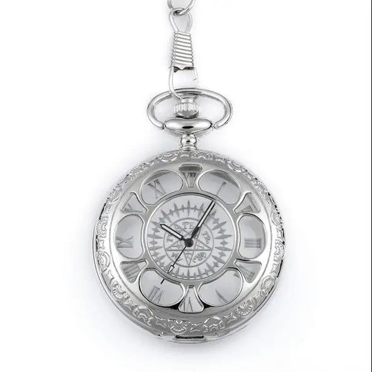 Vintage Silver Butler Butler Fashion Quartz Hollow Out Modern Hours Colar Colar Pockets Relógios Presente