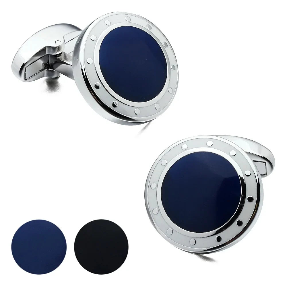 Hawson Luxury Cuffers de luxe pour les hommes, les accessoires de chemise français de créateur bleu et noir Gift de père