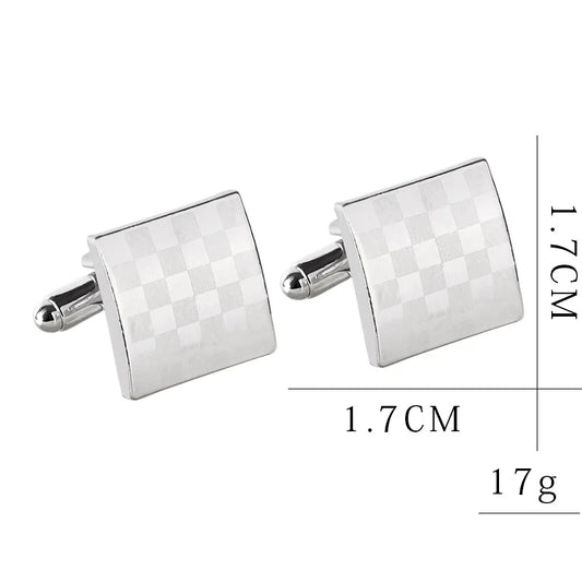 Fashion Square Lattice Men's Shirts Cufflinks Wedding Copper Laser Metal Menswear Brand Cufflinks Wholesale