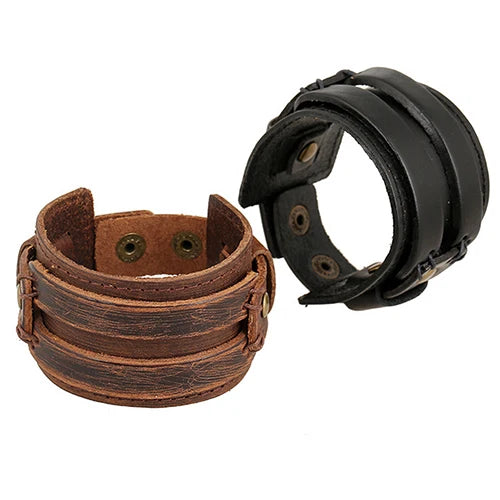 Fashion Men Women Punk Bracelet Retro Wide Faux Leather Belt Bracelet Wristband Jewelry Gift