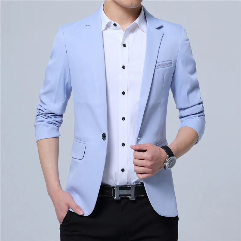 2023 Nouvelle mode printemps automne hommes décontractés Blazer Coton Slim England Suit Blaser Masculino Veste mâle Blazer Men Size M-5XL