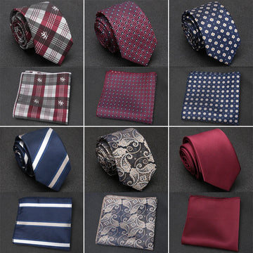 XGVOKH Men amarra Cravat Definir laços de casamento de moda para homens Hanky ​​calctie dot listrado gravata jacquard tie de festa social acessórios