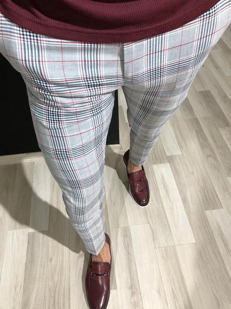 New Men Men Men Vintage Plaid Suit calças