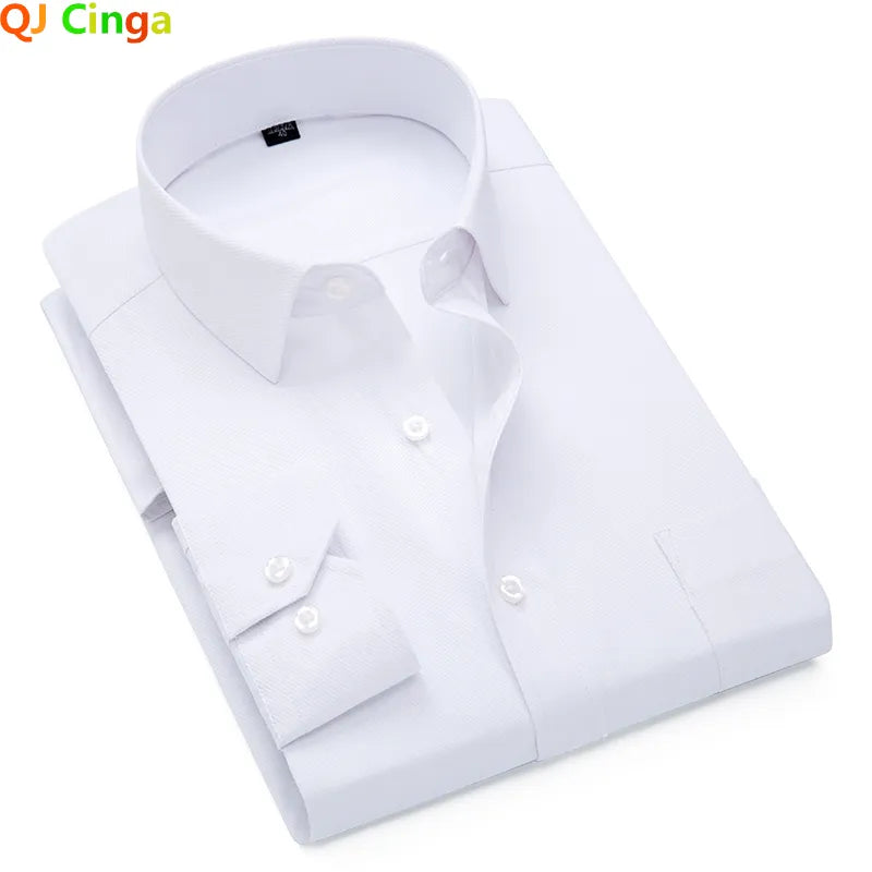 Camisa de algodão de sarja branca para homens de manga comprida colares quadrados de peito de peito comercial Camisa Blue Pink Man Chemise S-5xl