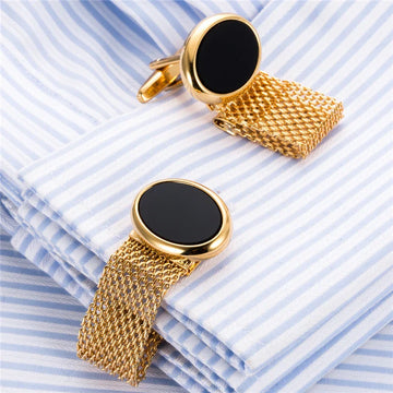 Luxury Brand Round Brass Chain Cufflinks for Mens Jewelry Buttons Top Quality Cufflinks Male Wedding Gifts Gemelos Z563