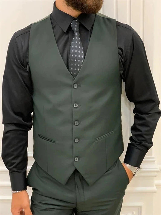 Tuxedos de mariage vert foncé Men de pic pantalon Terno Masculino Slim Fit Groom Prom Blazer Custom 3 pièces veste Pant