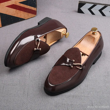 Luxury Fashion Designer New Men's Suede Metal Business Shoes Male Wedding Dress Prom Homecoming Oxford Shoes Size 38-44