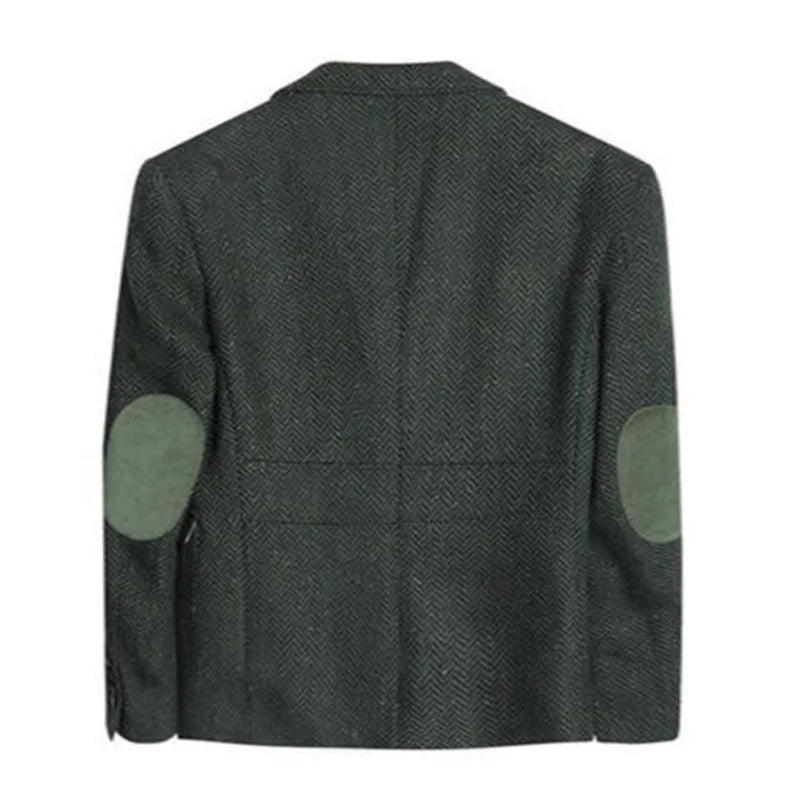 Men's Retro Herringbone Pattern Suit Wool 3-Piece Suit Two Buttons British Casual Suit Tuxedo And Blazer