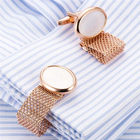 Luxury Brand Round Brass Chain Cufflinks for Mens Jewelry Buttons Top Quality Cufflinks Male Wedding Gifts Gemelos Z563