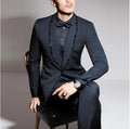 Navy Blue Rhonestone Men Suits Stunning 3 Piece Groom Tuxedo For Wedding Prom With Shawl Lapel Custom Man Fashion Clothes 2024