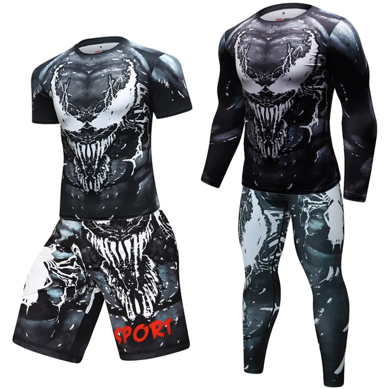 MMA BJJ Rashguard T Shirts+Pants Rash Guard Fitness Tracksuit Boxing Jerseys Muay Thai Compression Men  Kickboxing Sport Suit