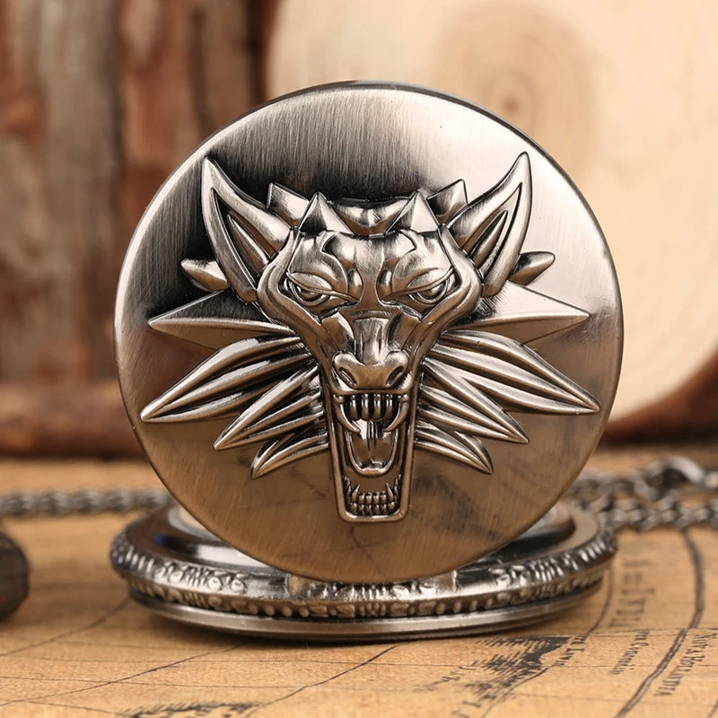 Antique Awesome  Majesty Style Wild Lion Pocket Watch Retro Fashion Pendant Vintage Modern Roaring Retro Men Pocket Watch Chain