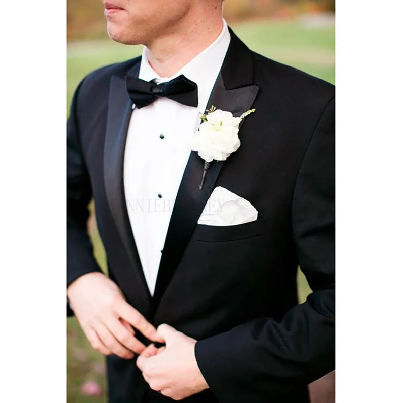 2023 Marca Black Mens Suits Classic Groom Terno de casamento 2 peças Definir vestido formal de bair