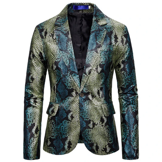 Blazer Hombre 2019 Nouvelle marque de luxe 3d Snake Skin Affaires commerciales Affaires de mariage Casual Slim Fit Mens Blazer Jacket