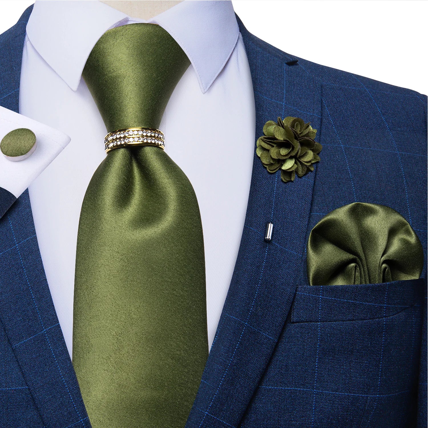 8cm Men Silk Tie White Solid Necktie Men's Formal Wedding Party Ties Cufflinks Hanky Flower Brooch Set Men Gift Corbatas DiBanGu