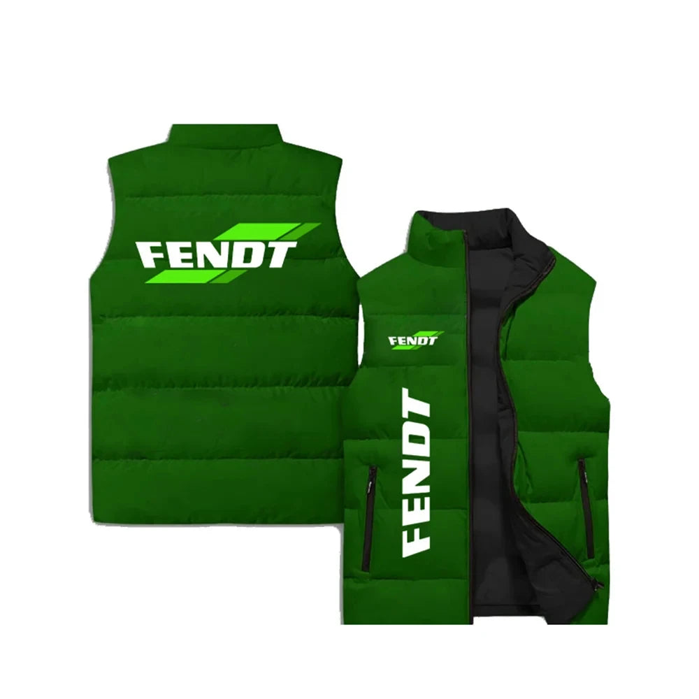 New FENDT Men's Cotton Lined Tank Top Sleeveless Zipper Jacket FENDT Logo Scanla 3D Printed Tank Top Outdoor Windproof and Warm