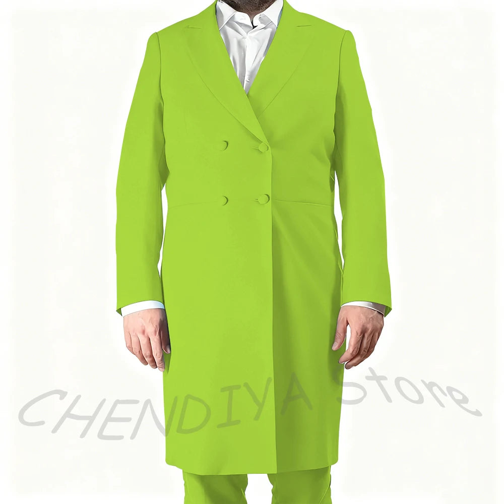 New Arrival Men's Suits Formal Two Piece Long Blazer Classic Double Breasted Daily Office Casual Male Costume Homme Jacket Pants
