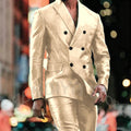 Elegant Satin Men Suit 2 Pieces Peaked Lapel Handsome Tailor-Made Custom Man Fashion Clothes Set Smart Casual Jacket Pants