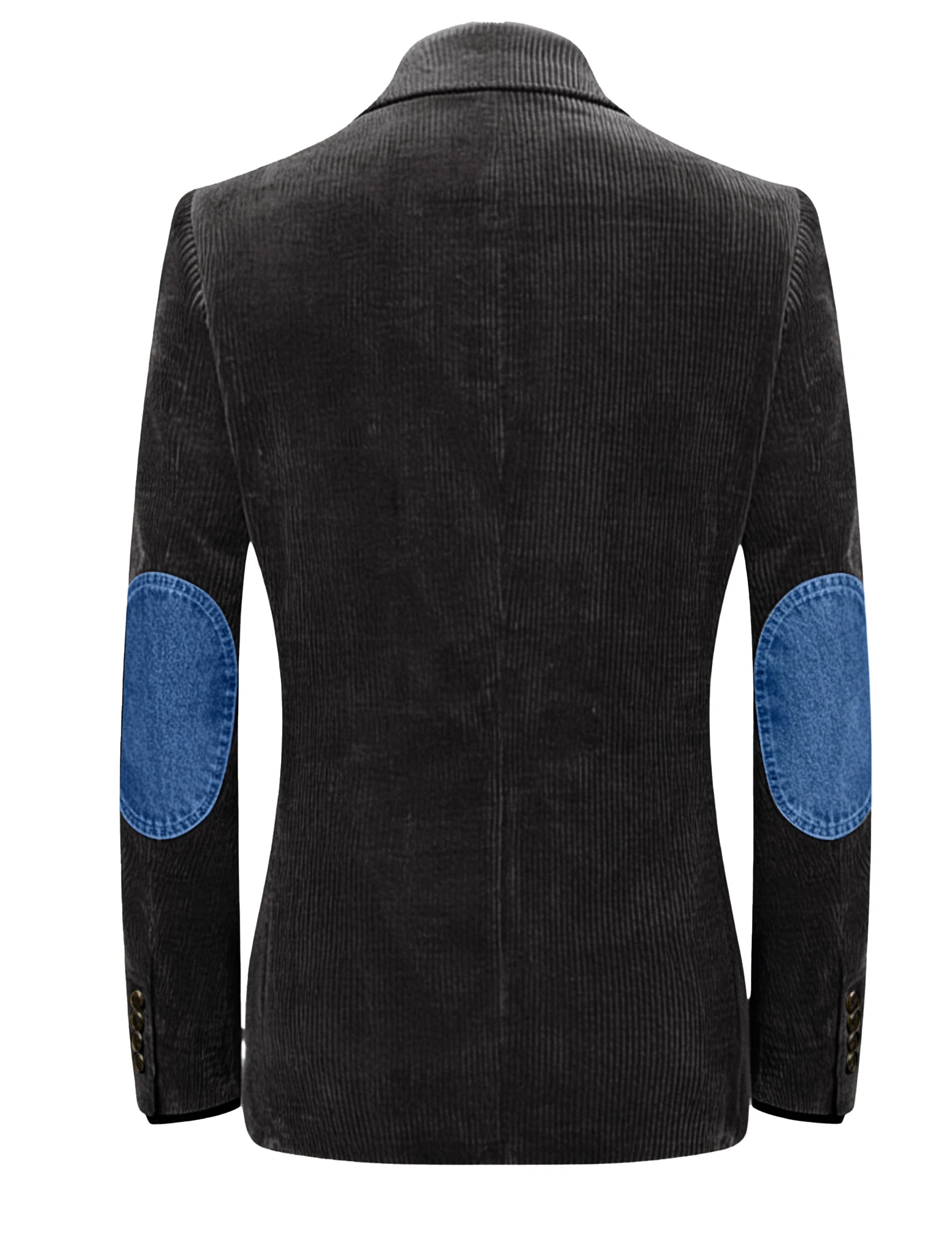 Vintage Men's Corduroy Blazer Jacket with Denim Elbow Patches Casual Business Notch Lapel Suit Sport Coats for Men Spring