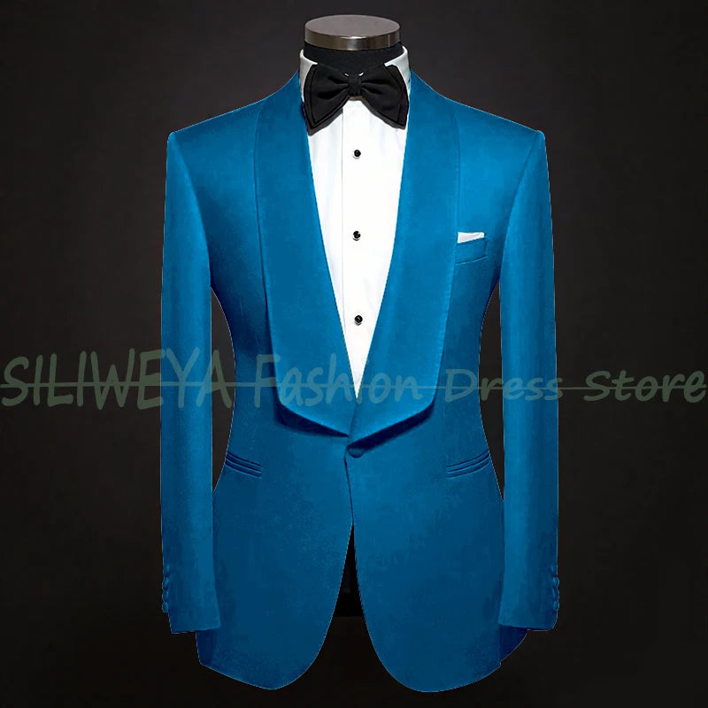 Single Breasted Men's Suit 2 Pieces Jacket Pants High Quality Male Clothing Dinner Party Tuxedo Customized