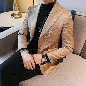 Single Breasted Male Blazer Party Pink Coat Men's Suit Jackets Vintage Fashion 2024 Luxury Designer High Quality Fashionable