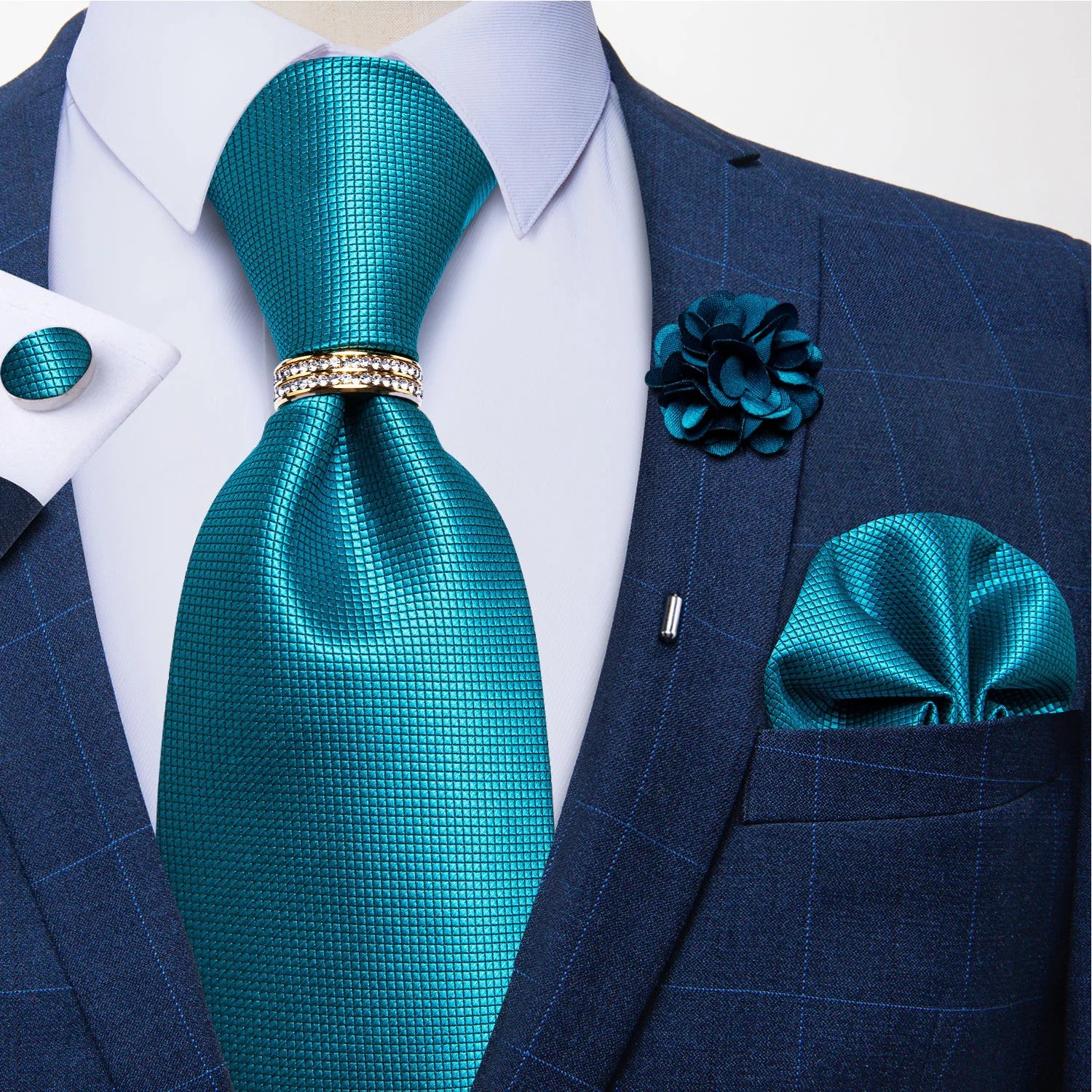 8cm Men Silk Tie White Solid Necktie Men's Formal Wedding Party Ties Cufflinks Hanky Flower Brooch Set Men Gift Corbatas DiBanGu