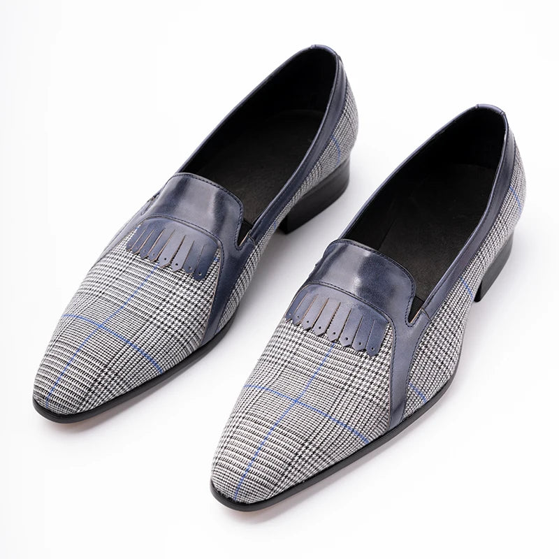 Cotton Fabric Loafer Men Shoes Unique Design for Male Fashion Casual Wedding Party Daily Footwear High Quality Pure Handmade