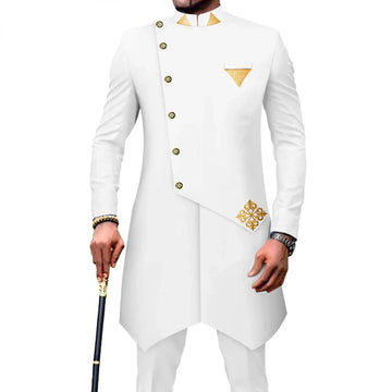 2025 Fashion new African men's casual suit wedding dress, best man groom suit (top + pants)  men clothing  coats  clothes