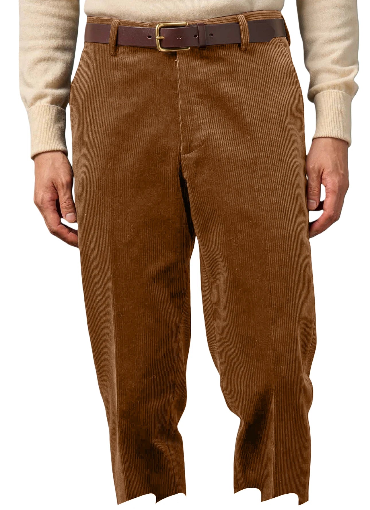 Men's Corduroy Pants High Waist Straight Classic Fit Wrinkle-Resistant Trousers For Business Casual Daily Wear Streetwear