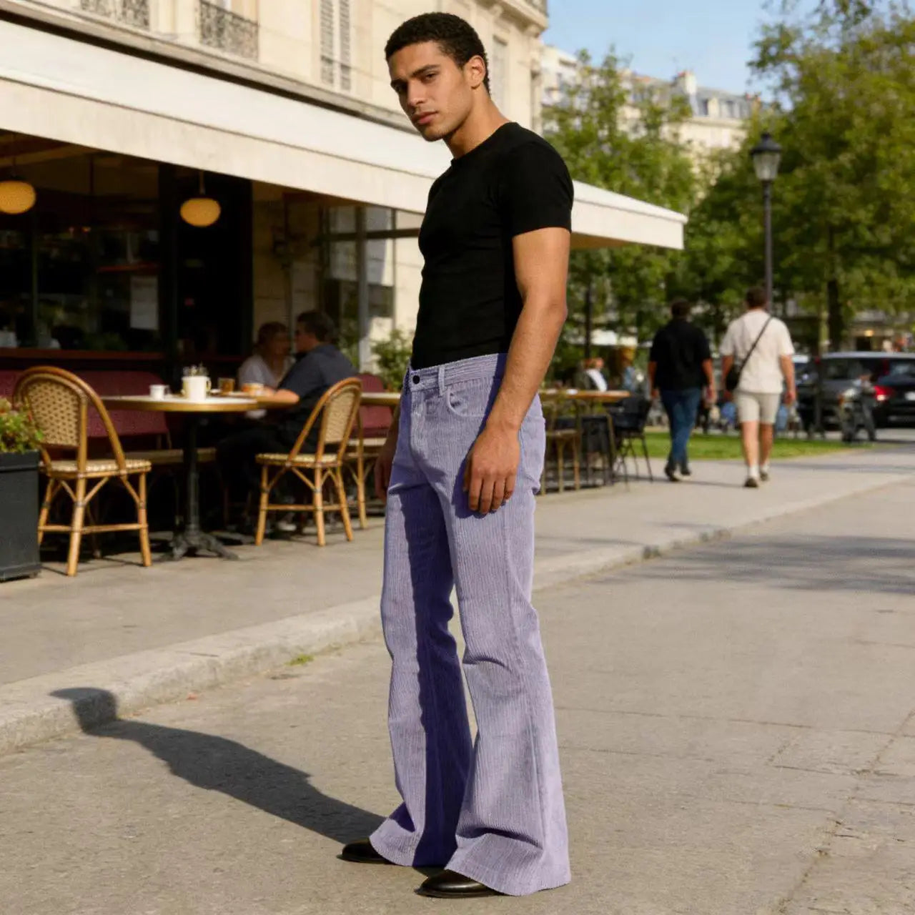 Men's Corduroy Flare Pants Vintage High Waist Bell Bottom Trousers Retro 70s Style Casual Pants for Daily Wear Streetwear